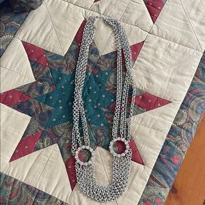 White House Black Market Silver and rhinestone multi strand necklace